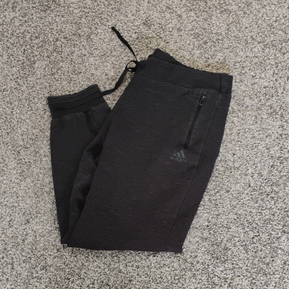 Adidas Gray Heather Joggers with Zip Pocket